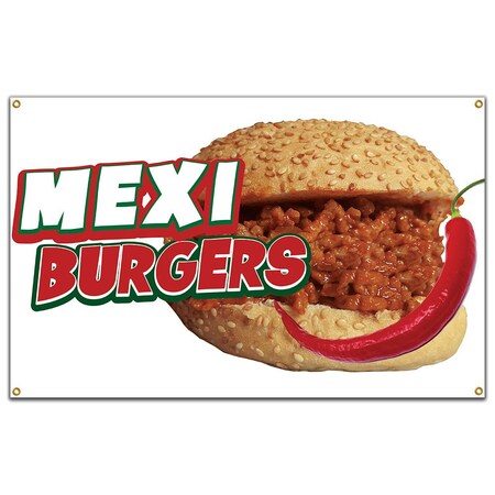 Signmission Mexi Burgers Banner Concession Stand Food Truck Single Sided B-72 Mexi Burgers19